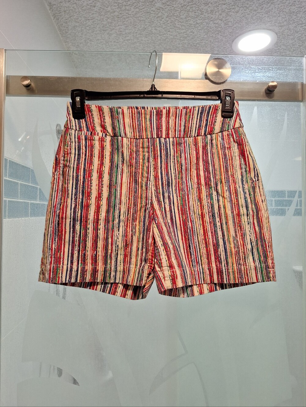 Westbound Multicolor Striped Shorts — Red, Blue, Green, Yellow, Cream Pull Ons